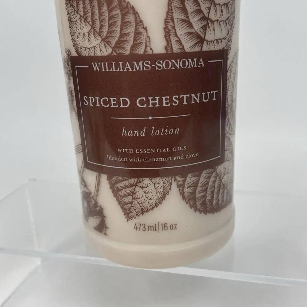 Williams Sonoma Spiced Chestnut Hand Lotion 16Oz Essential Oils Cinnamon & Clove